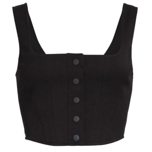 WAYF Cora Tailored Sleeveless Snap-Front Crop Top sz M - Midnight Navy - Picture 4 of 16